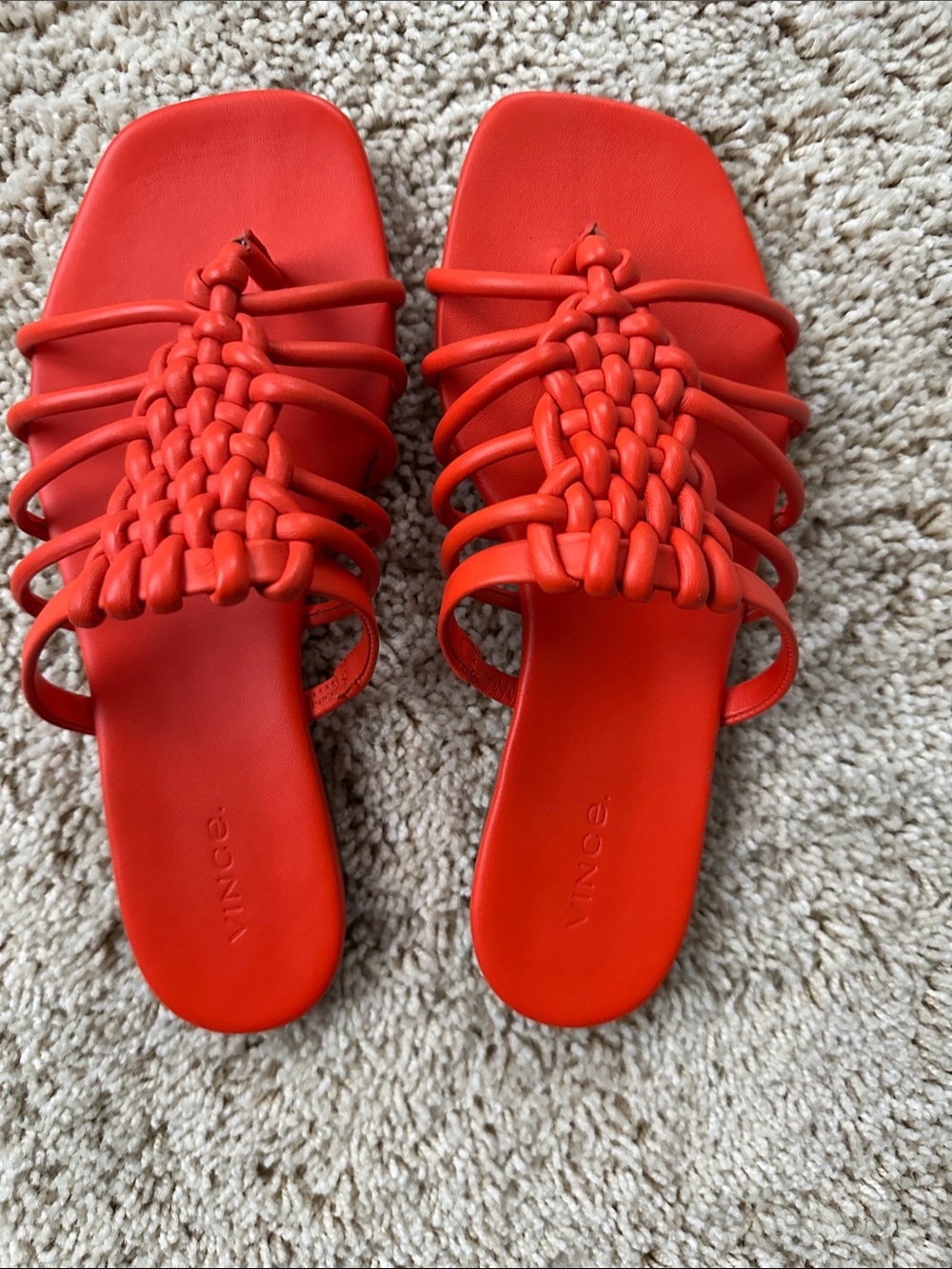 Vince Braided Red Slide Sandals - Picture 3 of 4